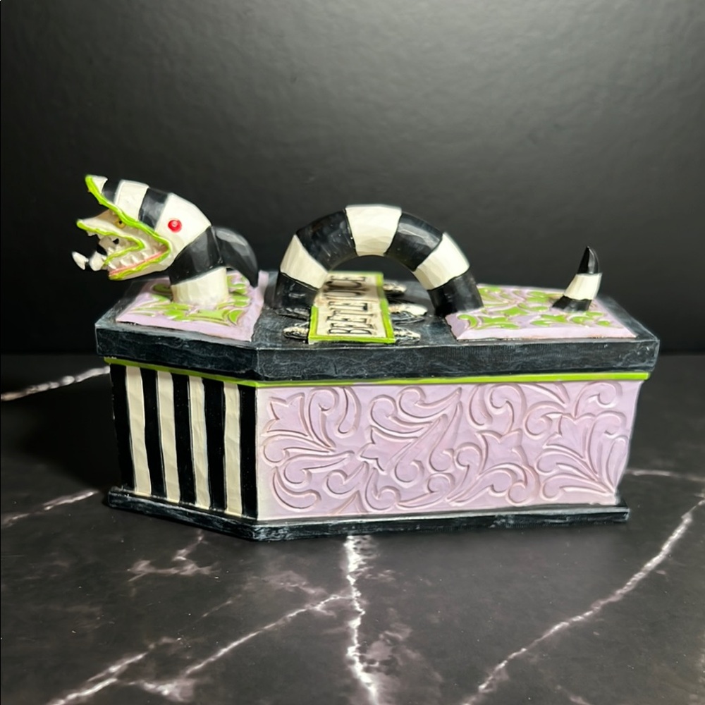 Jim Shore BeetleJuice Black and White Accent Decor Box